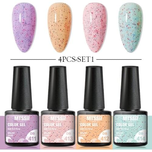Mtssii 2/4PCS Gel Polish Set For Manicure Soak Off UV Lamp Cheese Hybrid Varnishes Set Base Top Nails Art Nail Gel Polish Set