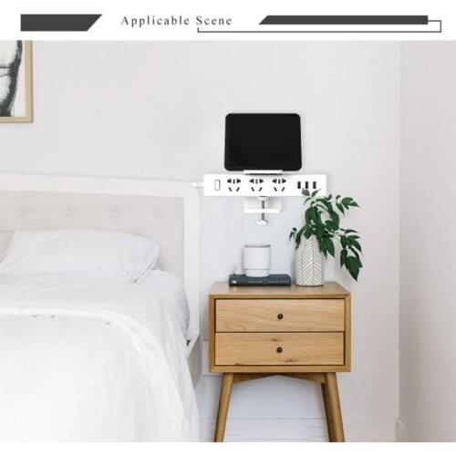 Wall Mounted Socket Bracket Office Power Strip Fixed Holder Phone Storage Rack Tablet Electronic appliance accessories 2021