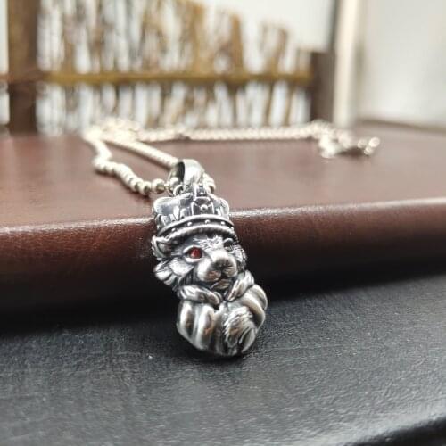 Real Solid s925 Silver Jewelry Retro Cute Kitten Sheriff Hat Simple and Fashionable Man and Woman Pendants New