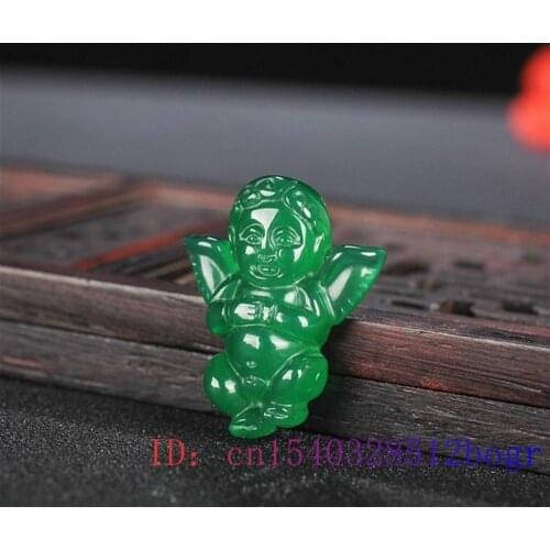 Jade Angel Pendant Carved Charm Women Natural Fashion Gifts Necklace Jewelry Chalcedony