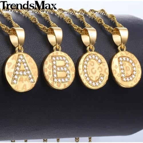 26 Letters Initial Necklace for Women Girls Gold Name Coin Letter Necklace Alphabet Kolye Collier Jewelry Wholesale Gifts KGPM23