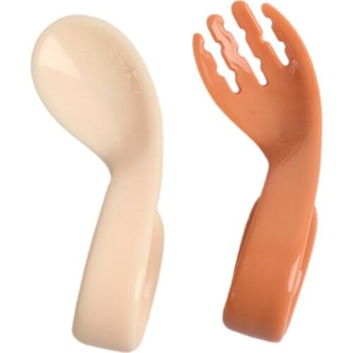 Plastic Spoons Forks Portable Baby Training Utensil Child Curved Spoon Fork for Kids