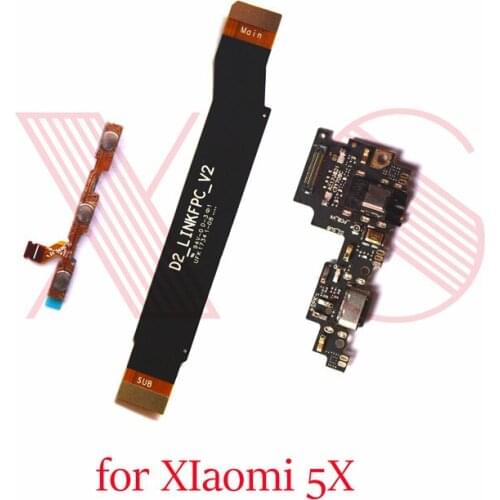 Power on/off volume switch side main mother board USB charging charger board connector flex cable For xiaomi Mi A1 Mi 5X