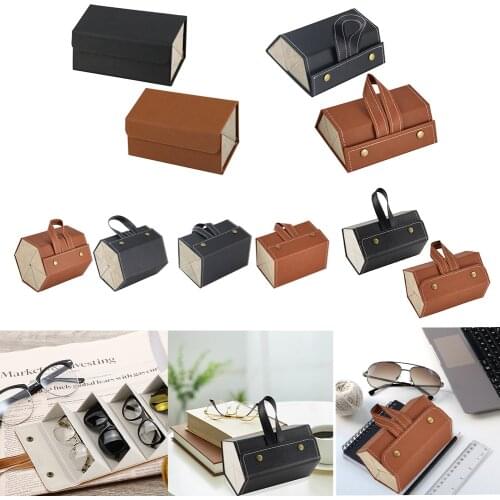 2/3/4/5Slot Portable Sunglasses Glasses Storage Box Simple Retro Leather Glasses Display Box Eyeglass Display Organizer Eyeglas
