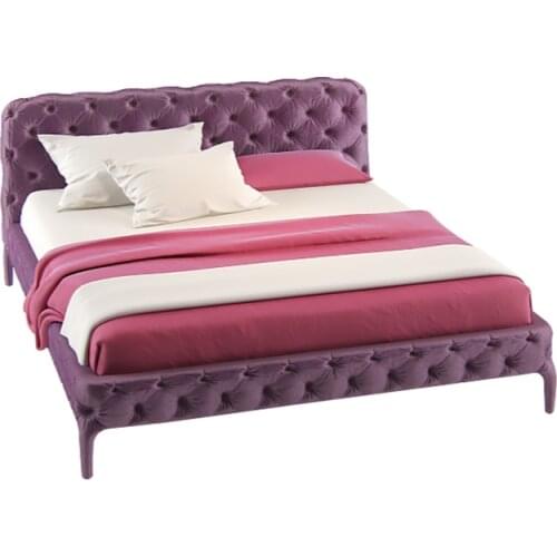 Postmodern light luxury head layer frosted leather art bed personality double bed wedding bed