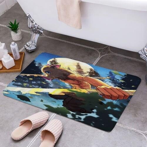 Demon Slayer Anti-slip Doormat Vacuuming Water Absorbing Kitchen Bedroon Bath Floor Mats Home Entrance Home Decora