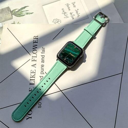 Genuine Cow Leather Strap for Apple Watch iWatch 6 5 4 3 2 SE 38mm 42mm 40mm 44mm Soft Men Women Replacement Wrist Band Pink