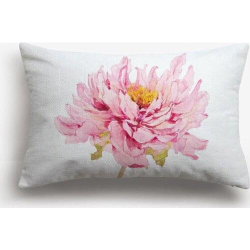 Pink Flower Cushion Cover Butterfly Pillowcase 30X50cm Beige Linen Throw Pillow Cases Sofa Bedroom Decoration