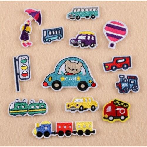 1pcs Cartoon Traffic Theme Embroidered Patches Sew On/Ironing Applique Stickers Badge Accessories Decoration Kids Clothing DIY