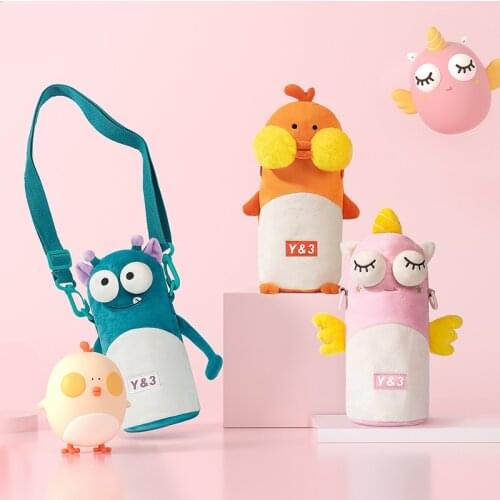 Cute Kids Vacuum Cup with Straw Lid Portable Bag Pouch Thermos Insulated Bottle 316 Stainless Steel tumbler Chrismas gifts