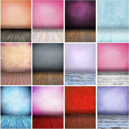 Vintage Gradient Solid Color Photography Backdrops Props Brick Wall Wooden Floor Baby Portrait Photo Backgrounds 210125MB-23