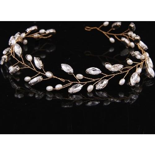 TUANMING Crystal Bridal Headbands Gold Hair Accessories New Tiara Wedding Hairbands Handmade Princess Party Women Hair Jewelry