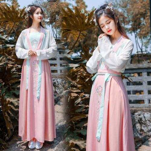Pink Hanfu Women Embroidery Dance Costume For Performance Chinese Festival Outfit Fairy Dress Oriental Folk Stage Clothes DF1028
