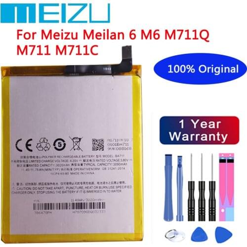 Meizu 100% Original 3090mAh BA711 Battery For Meizu Meilan 6 M6 M711Q M711 M711C Mobile Phone Batteries+Free tools