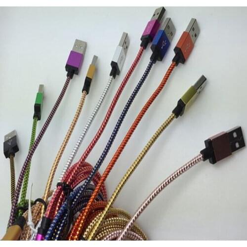 200pcs 2M 6FT Aluminum alloy Fabric nylon braided Micro USB Charger Cable For Samsung Galaxy s3 s4 S7 s6 for HTC