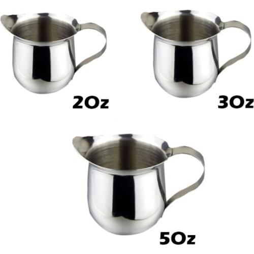 3 Pack Stainless Steel Bell Creamer Espresso Shot Frothing Pitcher Cup Latte Art Espresso Measure Cup( 2/3/5 Oz)