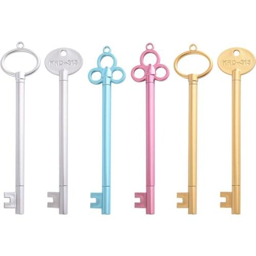 6pcs Creative unlocking key gel pen 0.5mm roller ball pen Black color ink stationery Office tool School supplies FB930