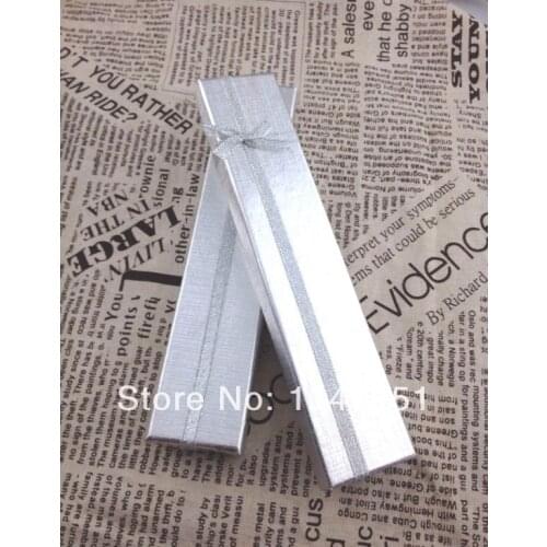 Free Shipping 48pcs/lot Silver Color Paper Jewelry Boxes 20x4x2cm Necklace Gift Box Anklets Bracelets Display Packaging Box