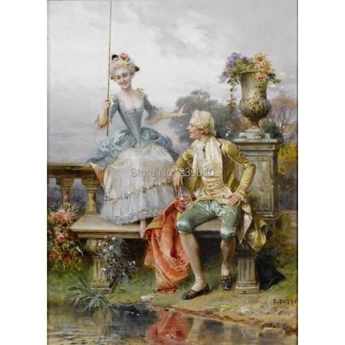 Free shipping lovers outskirts fishing canvas prints oil painting home wall decoration picture classical oil painting on canvas