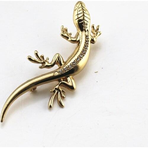 New Japanese and Korean style fashion electroplated gold alloy lizard inlaid semi-precious stones brooch