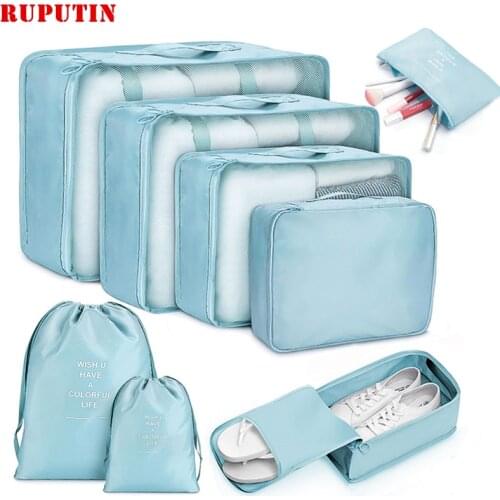 8-piece Suitcase Organizer Storage Bag Travel Cosmetic Bag Clothes Underwear Shoes Packing Cube High Quality Travel Makeup Bags