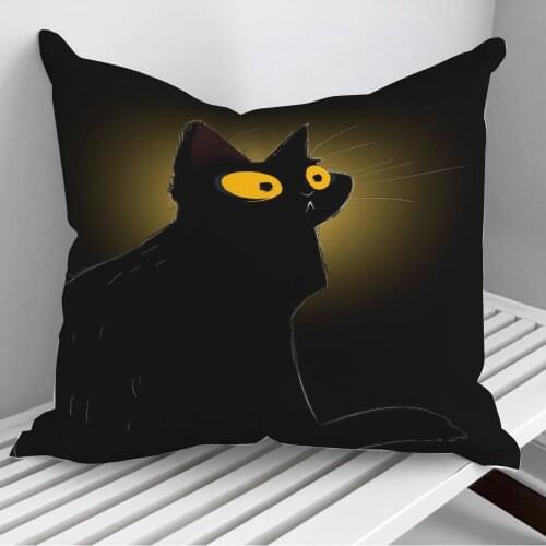 Black Cat Throw Pillows Cushion Cover On Sofa Home Decor 45*45cm 40*40cm Gift Pillowcase Cojines Dropshipping