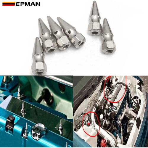 EPMAN JDM Style M6X1.0 Chrome Spikes Bolt Spiked Valve Cover Engine Bay Dress Up Washer Kit For Honda Engine EPCGQ148
