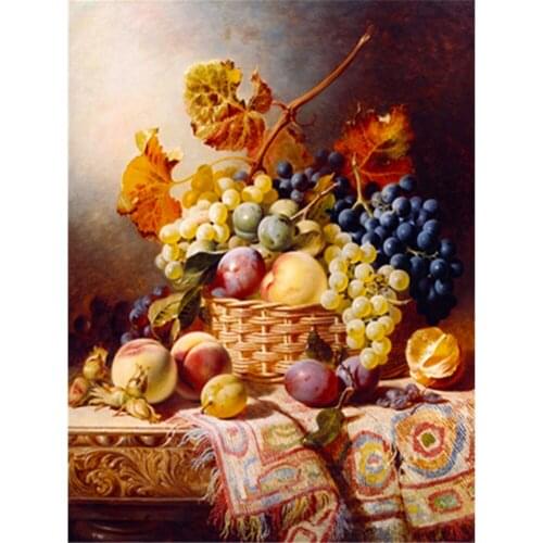 Fruit Landscape DIY Cross Stitch Embroidery 11CT Kits Needlework Craft Set Cotton Thread Printed Canvas Home Sale