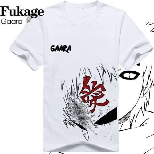 Japanese Anime Naruto T-shirt Fukage Gaara Cosplay T Shirt Fashion Men Cotton Short Sleeve Tops Tees