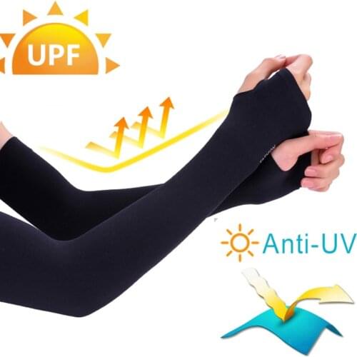 2PCS Sport Arm Sleeves UV Sun Protect Anti-slip Ice silk sleeve sunscreen cuff summer men women gloves outdoor riding New