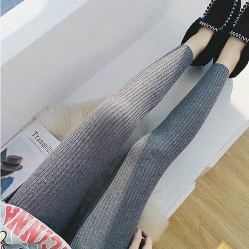 Vertical thread Leggings for womens inside and outside show thin versatile students' nine point pants thin for womens Leggings