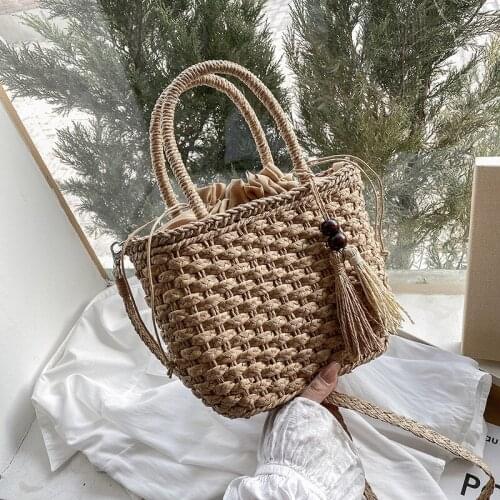 Summer Weave Straw Handbags for Women Tassel Design Beach Shoulder Bags 2021 Female Casual Travel Crossbody Bag Fashion Tote