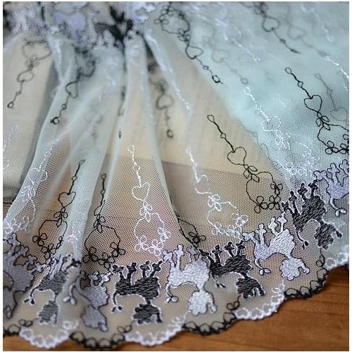 Hot 1 Meter/Lot High Quality 24cm/9.6'' In Width Venise Super Wide Light Blue Embroidered Lace Trim Applique Fabric