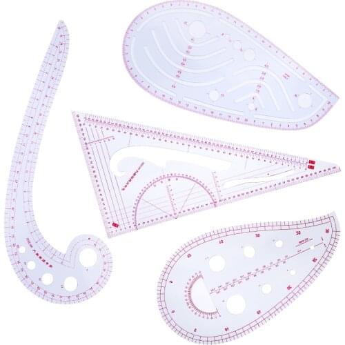 LMDZ 4 Style Fashion Pattern Design Ruler , Measure Dressmaking Tailor Drawing Template Craft Tool Set