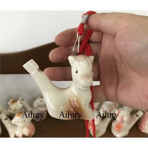 Cute animal ceramic whistle with lanyard, making sounds, creative small gifts for children,small decoration