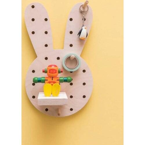 Cartoon Hole Board Solid Wood Nordic Ins Storage Rack Wooden Desktop Wall Wall Wall Cartoon Rack