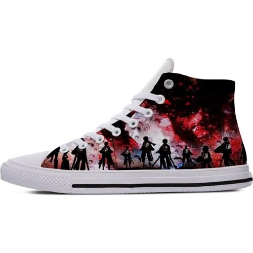 Mens Casual Shoes Latest Attack On Titan LeisureHigh-Top Breathable Male Zapatos Hombre Sapatos Outdoor Custom Shoes