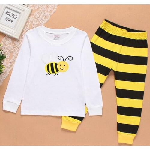 2021 New Boys Girls Long Sleeve T-shirt + Pants Underwear 2pcs Childrens Clothes Set Baby Kids Home Wear Pajamas Sleepwear Suit
