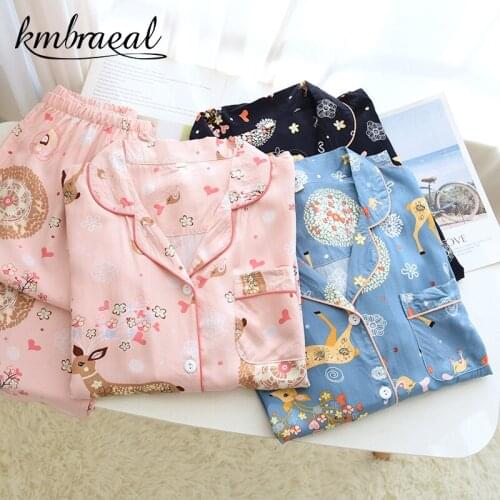 2021 Autumn and Summer Pajamas for Women 100% Cotton Long-sleeved Sleepwear Homewear Plus Size Comfortable Soft Two-piece Set