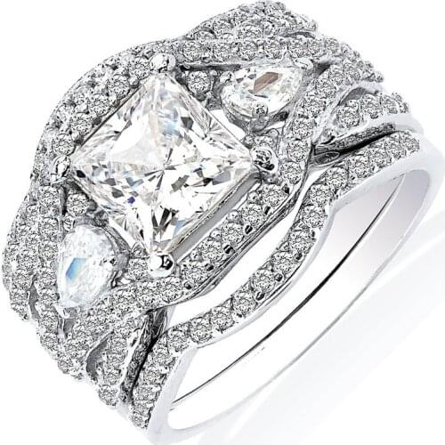 Romantic Luxury Ladys Ring Fashion Women A Three-in-one Set Rings Wedding Engagement Accessories Jewelry For Girls Gift