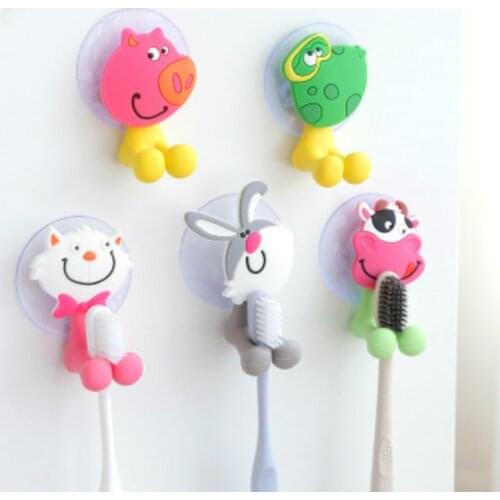 SUEF 1pcs cute Cartoon sucker toothbrush holder suction hooks bathroom set accessories Eco-Friendly@1