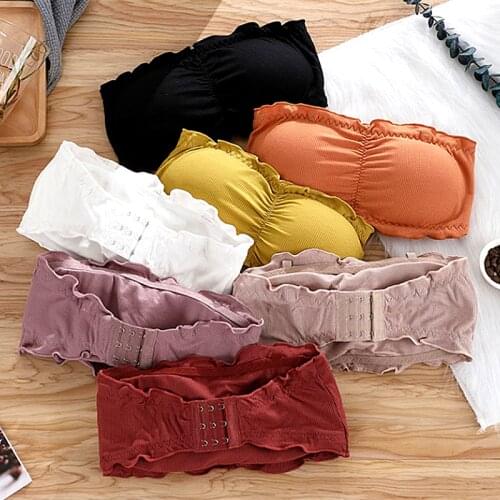 2021 New Seamless Women Tube Tops Strapless Sexy Bra Crop Top Back Closure Bandeau Top Underwear Female Strapless Bra Wrap Top