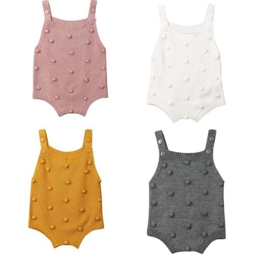 2021 Spring Summer Autumn Newborn Baby Clothing Baby Boy Girl Knitted Rompers Solid Jumpsuit Ruffle Sleeveless One-Piece Clothes