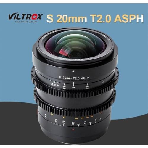 Viltrox 20mm T2.0 Cine Lens Full Frame Manual Focus Wide-angle MF Lens for Sony E mount Lumix Panasonic L Mount Camera Lens