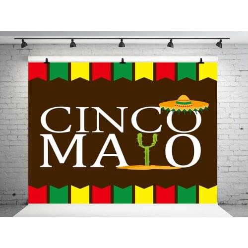 VinylBDS 7x5ft Cinco Mayo Backgrounds For Photo Studio Baby Shower Cactus Red Yellow Green Children Backgrounds Photo Studio