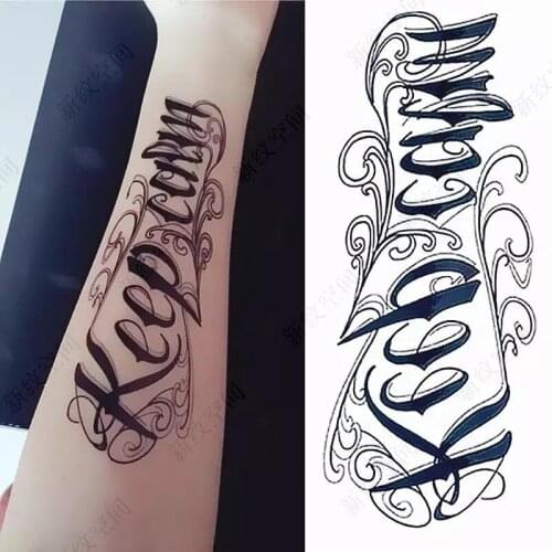 Waterproof Temporary Tattoo Sticker "keep calm" English Letters Words Tatto Stickers Flash Tatoo Fake Tattoos For Men Women