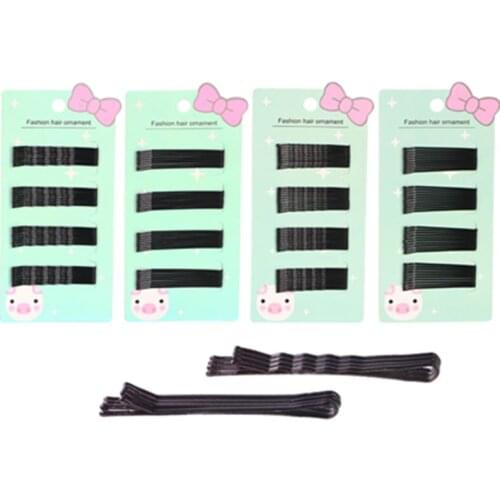 40pcs/lot Women Black Drip Invisible Hair Clips Curly Wavy Straight Bobby Pins Barrette for Daily Use Wedding Party Hair Maker