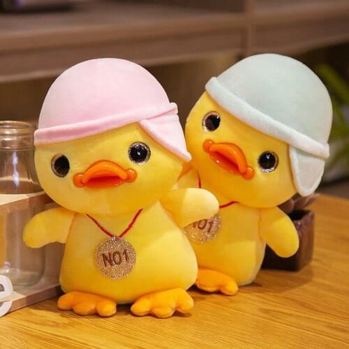 1pc 25cm Cute Plush Big Eyes Duck Toys with Hat Stuffed Cartoon Animal Doll for Baby Appease Gift Soft Kawaii Toys for Children