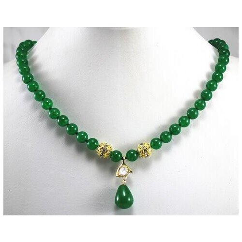 2 styles!wholesale/retail 8mm light green Jade necklace crystal plated Jade pendant