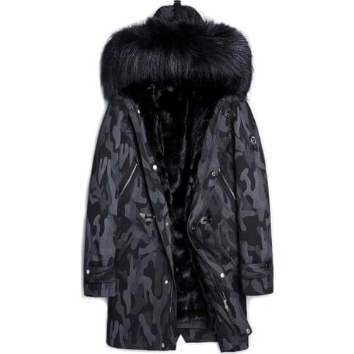 2020 Real Fur Coat Men Real Mink Fur Liner Fox Fur Collar Hooded Real Fur Parka Plus Size Winter Jacket Men Casaco 3477 YY862